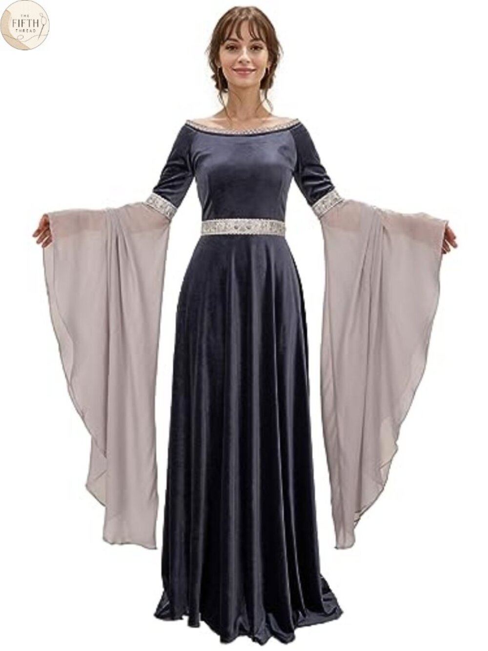 Renaissance Velvet Gown Medieval Costume Off Shoulder Dress
